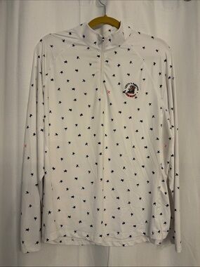 Puma White Long Sleeve Star-Print Half Zip Pullover